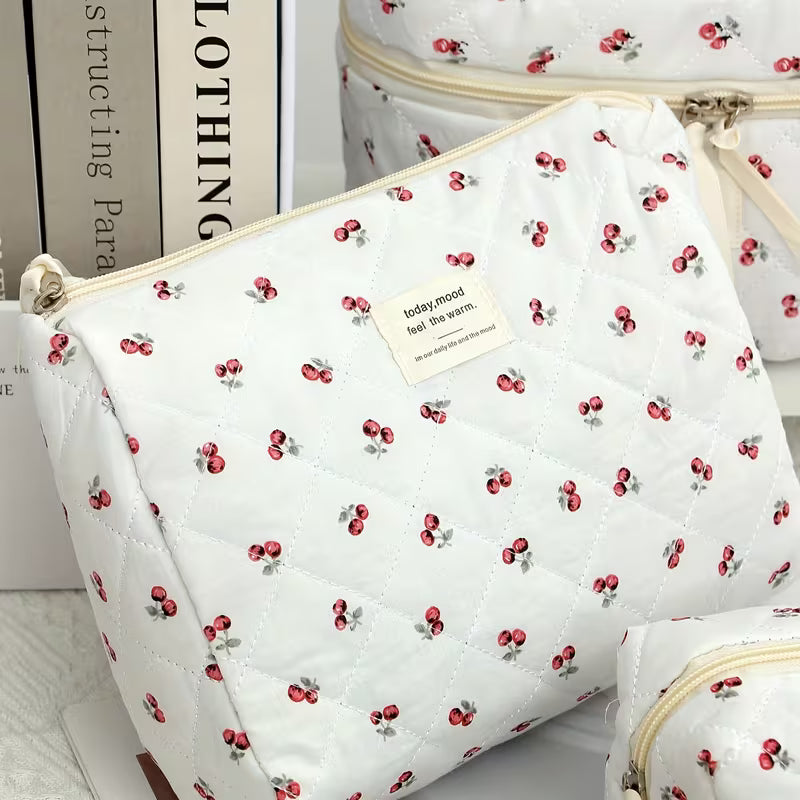 Rili Bags 3 Piece Bundle Makeup & Cosmetics Bag | Cherry Pattern