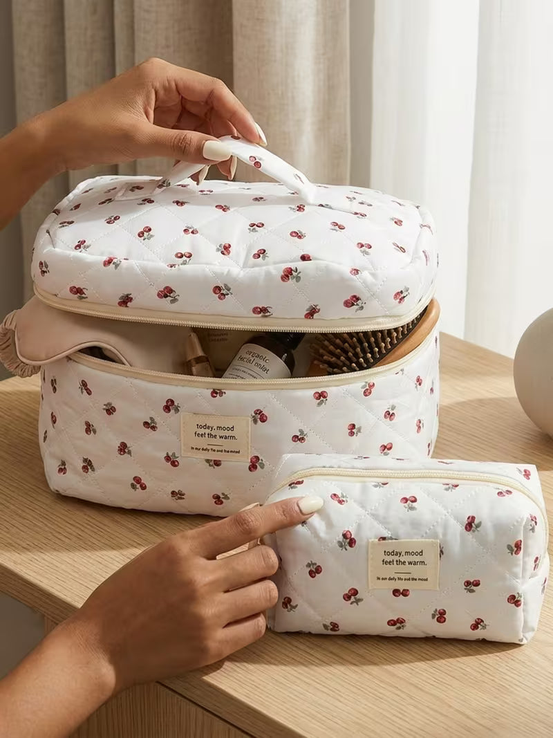 Rili Bags 3 Piece Bundle Makeup & Cosmetics Bag | Cherry Pattern