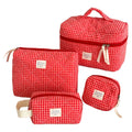 Rili Bags 4 Piece Bundle Makeup & Cosmetics Bag | Red Plaid