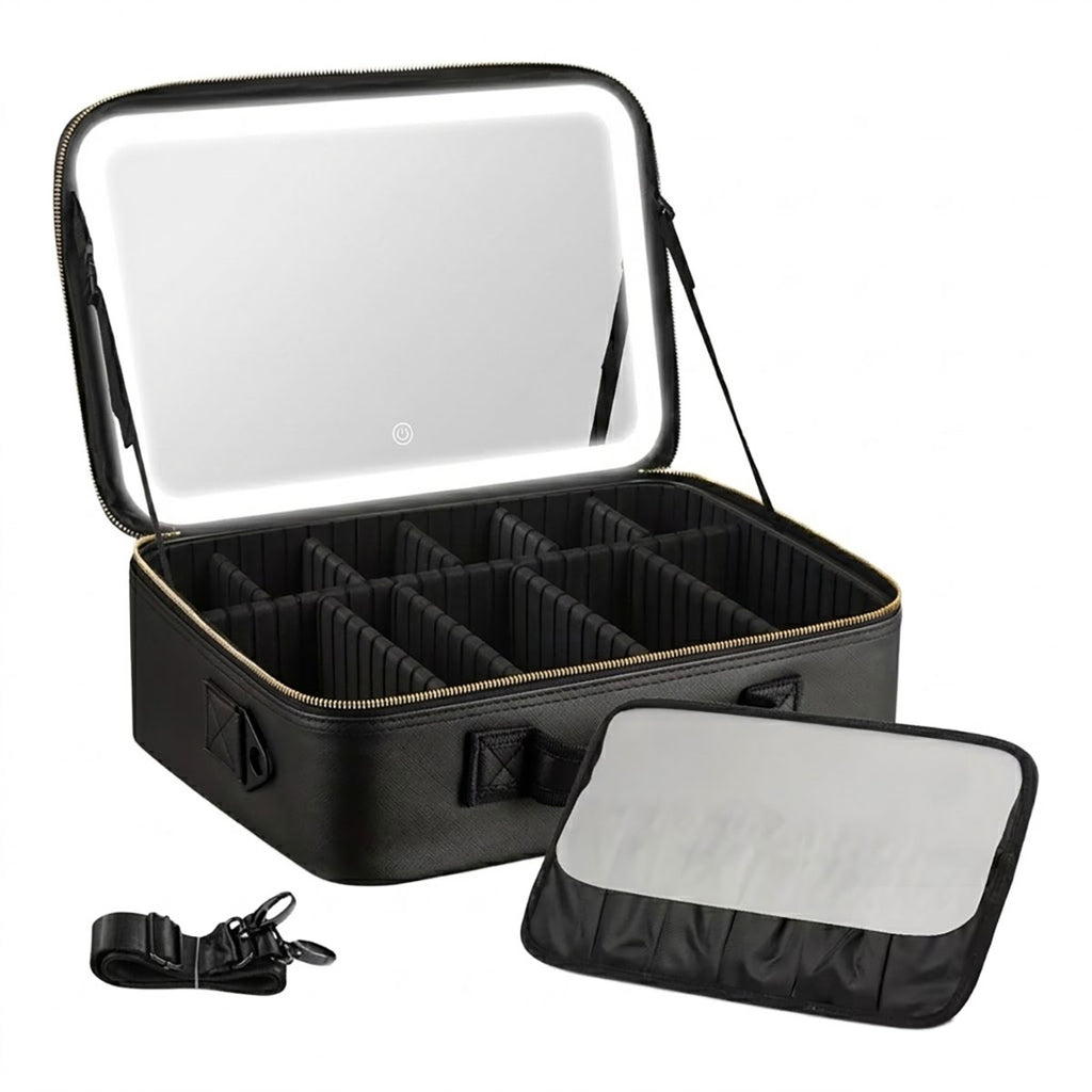 Rili Bags Professional Large Size Travel Makeup Bag with LED Mirror