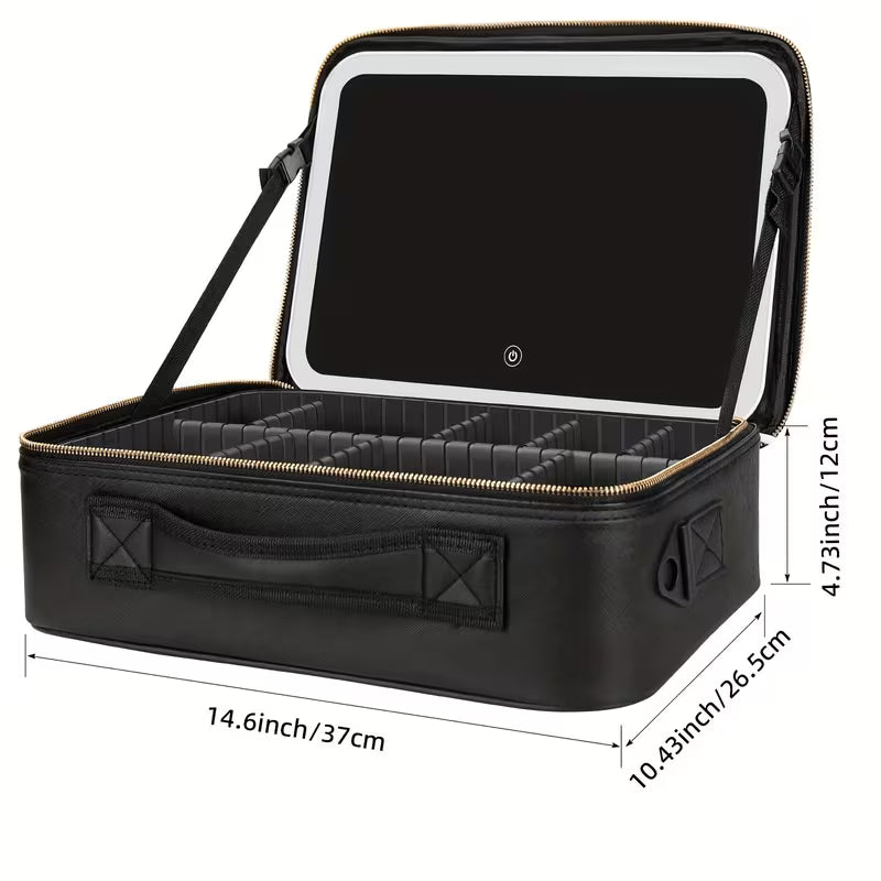 Rili Bags Professional Large Size Travel Makeup Bag with LED Mirror