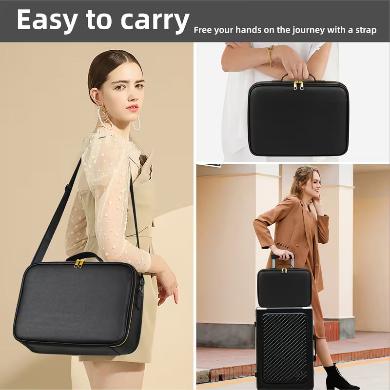 Rili Bags Professional Large Size Travel Makeup Bag with LED Mirror