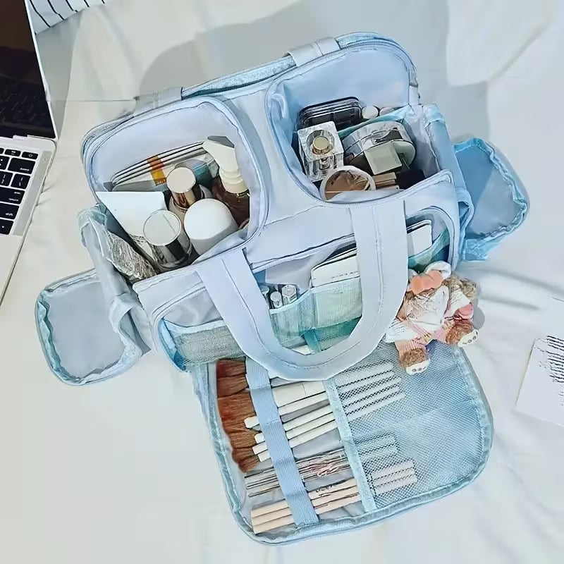 Rui Rui Multi Compartment Travel Makeup Bag | Beige