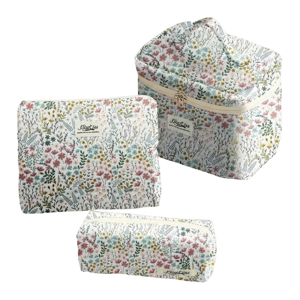 King Kiss 3 Piece Bundle Makeup & Cosmetics Bag