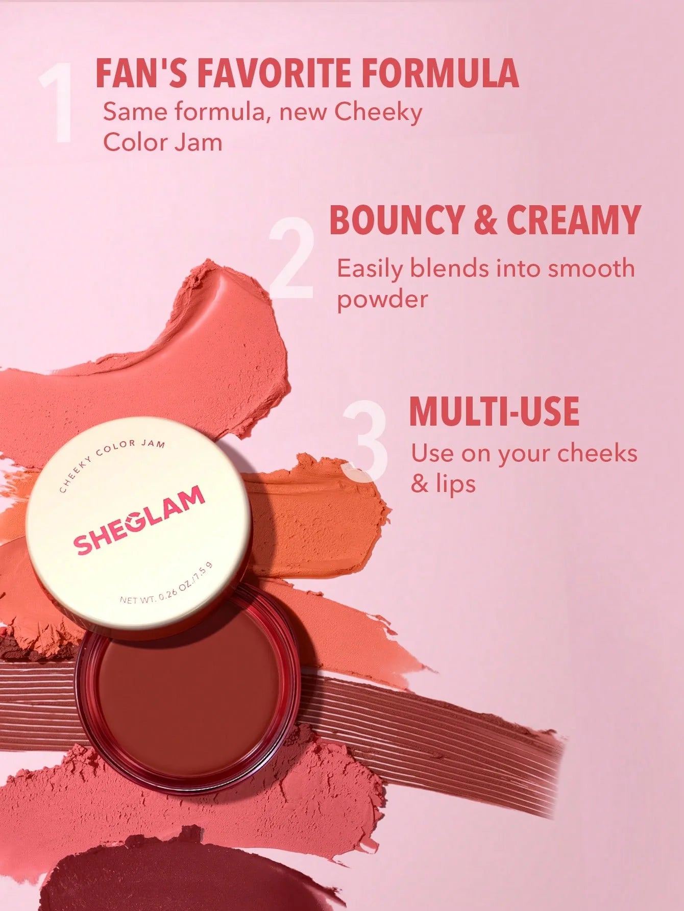 SheGlam Cheeky Color Jam Cream Blush 7.5 g | Watermelon Candy