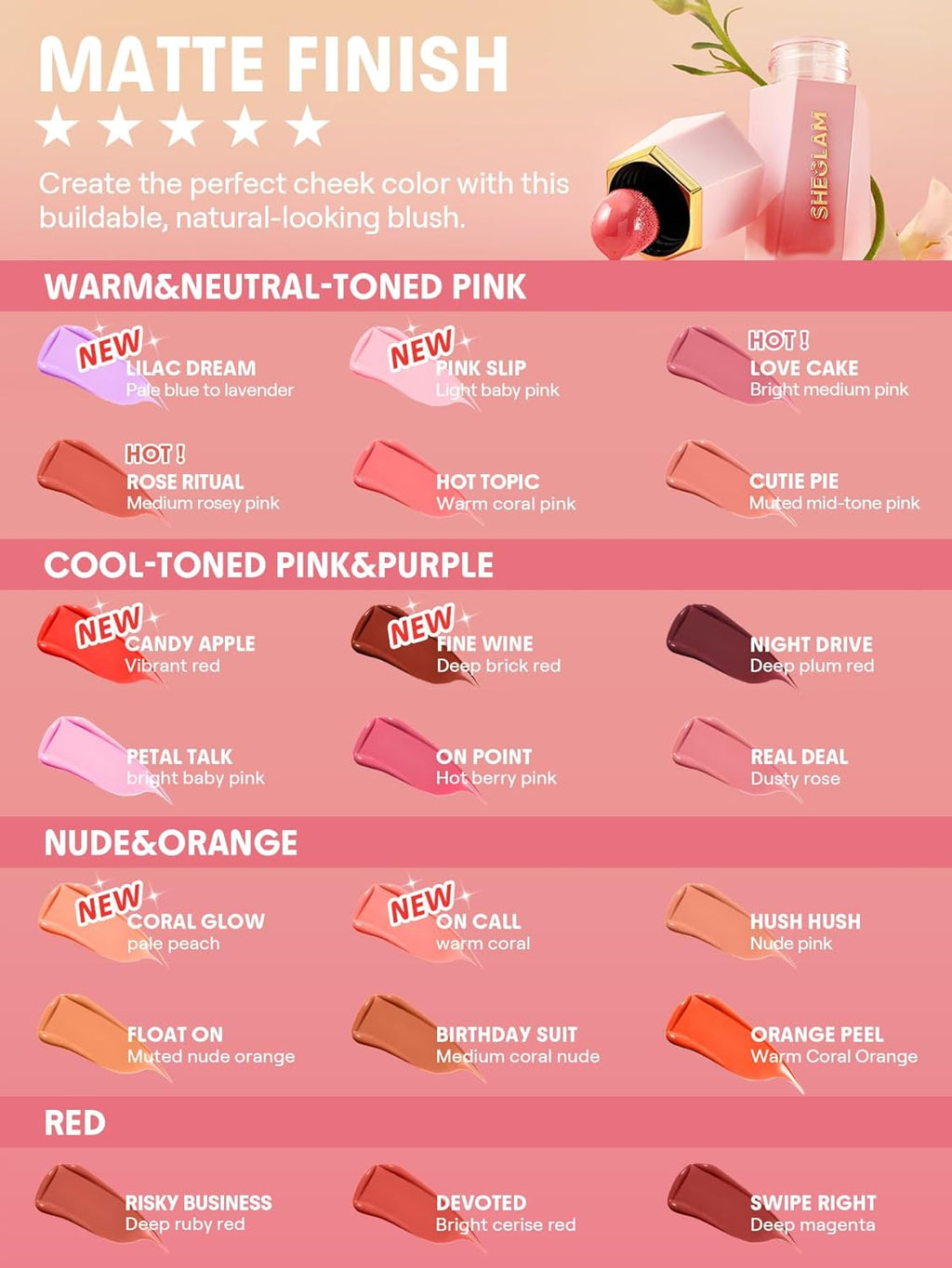 SheGlam Color Bloom Liquid Blush Matte Finish | Fine Carmine / Fine Wine
