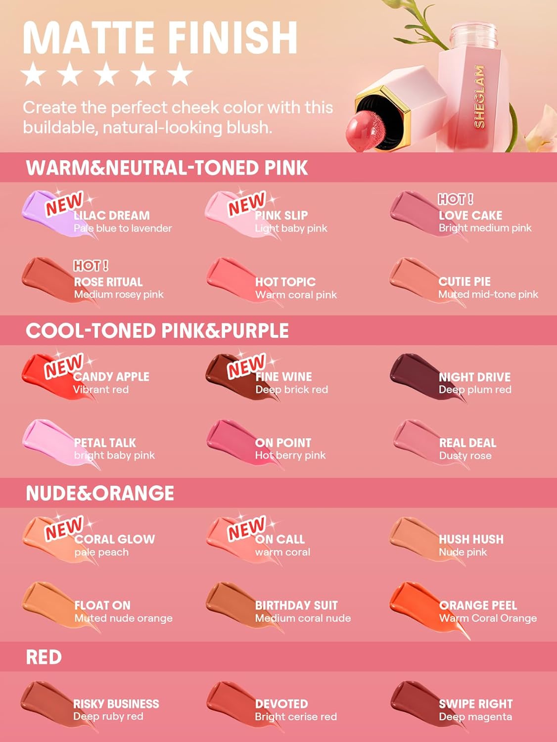 SheGlam Color Bloom Liquid Blush Matte Finish | Fine Carmine / Fine Wine