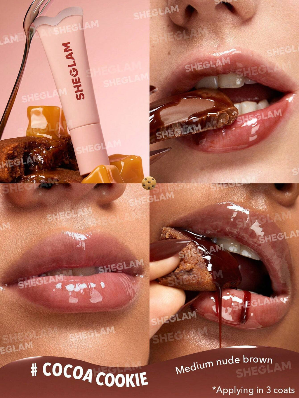 SheGlam Crystal Glaze Moisturizing Lip Gloss | Cocoa Cookie