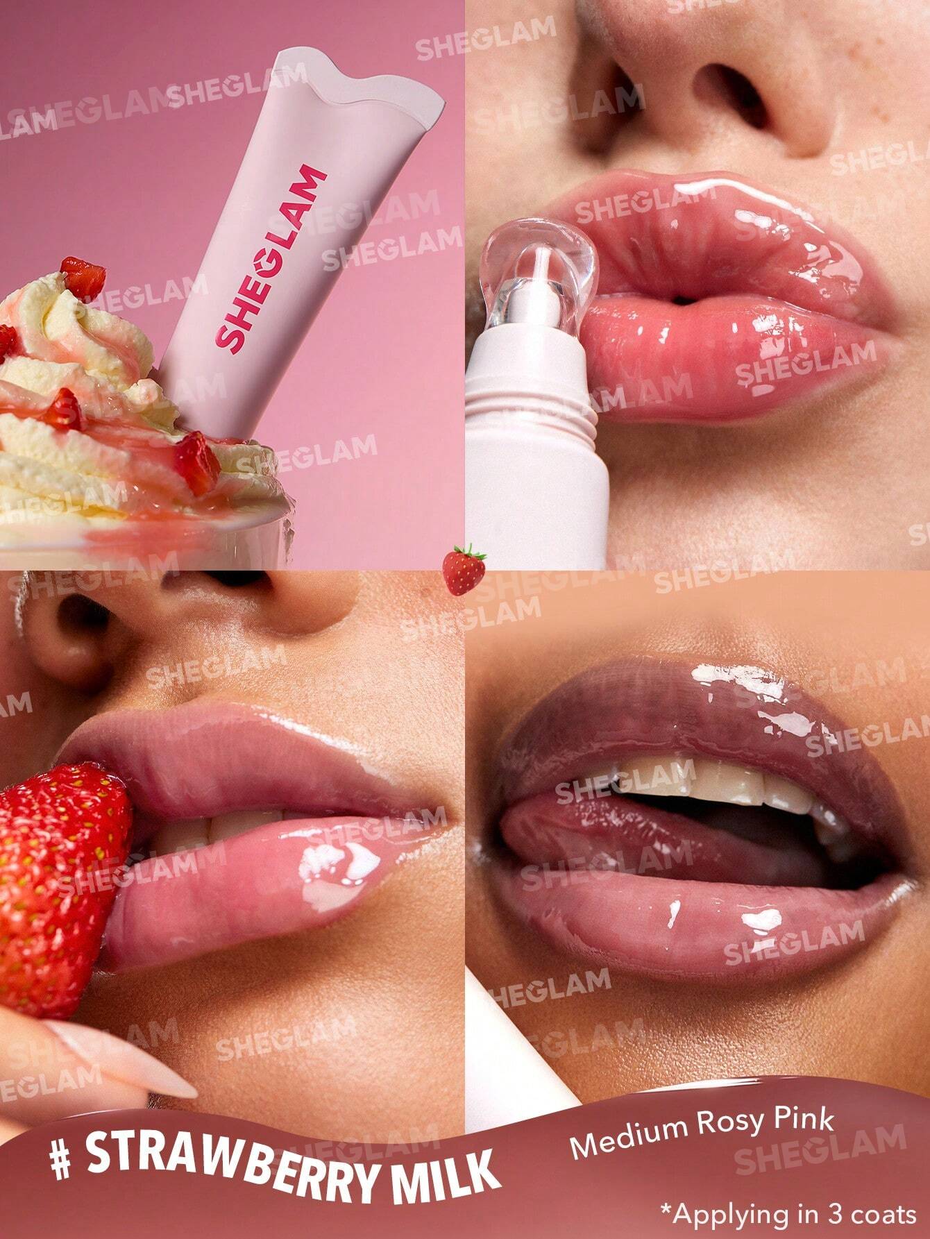 SheGlam Crystal Glaze Moisturizing Lip Gloss | Strawberry Milk