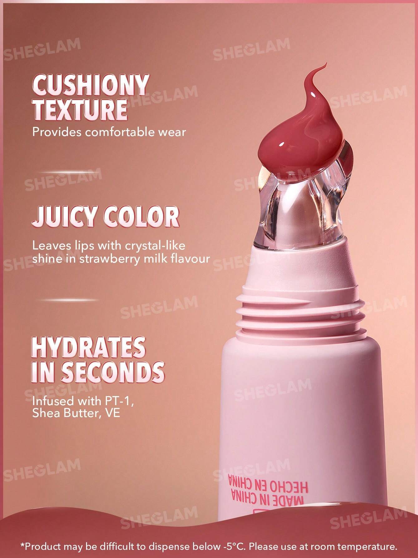 SheGlam Crystal Glaze Moisturizing Lip Gloss | Strawberry Milk
