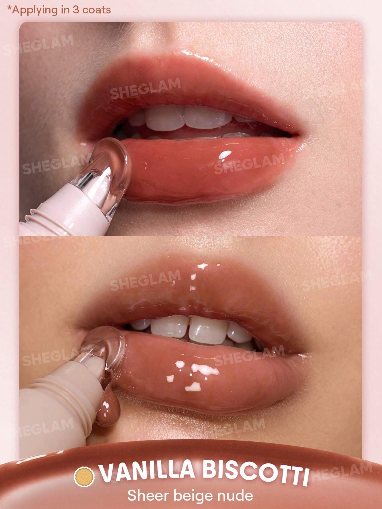 SheGlam Crystal Glaze Moisturizing Lip Gloss | Vanilla Biscotti