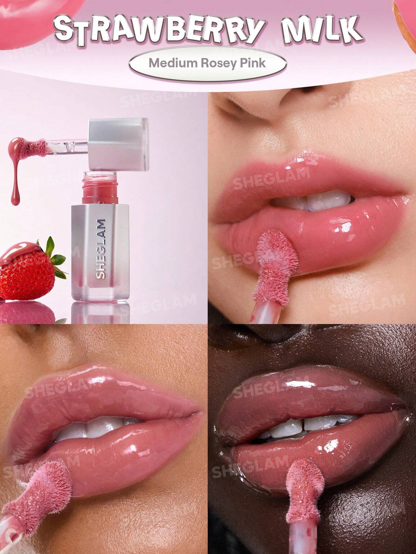 SheGlam Glass Lock Air Gloss | Strawberry Milk