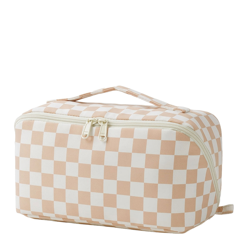 Simple Life Travel Makeup & Cosmetics Bag | Checkerboard Beige
