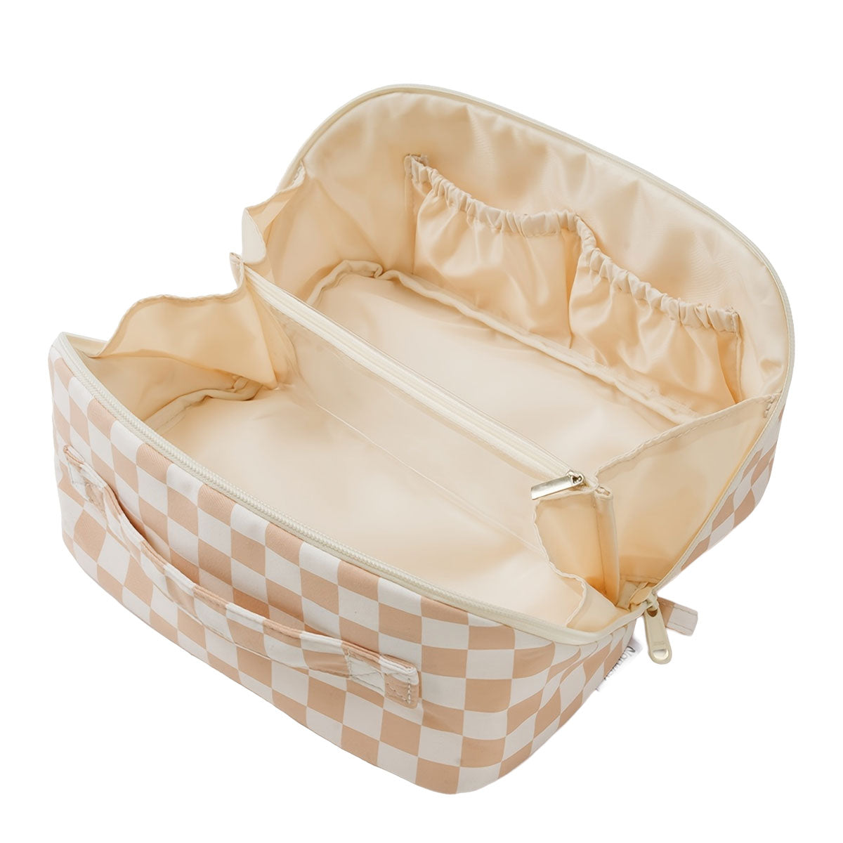 Simple Life Travel Makeup & Cosmetics Bag | Checkerboard Beige