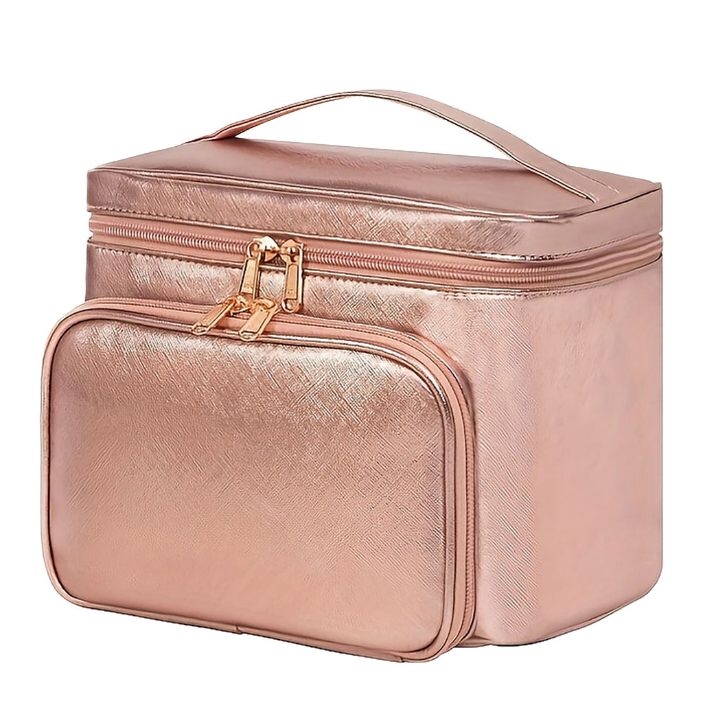Simple Life Multi-compartment Metallic Golden Rose Neceser
