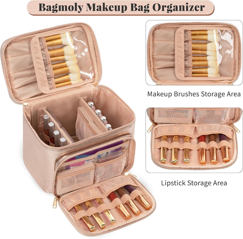 Simple Life Multi-compartment Metallic Golden Rose Neceser