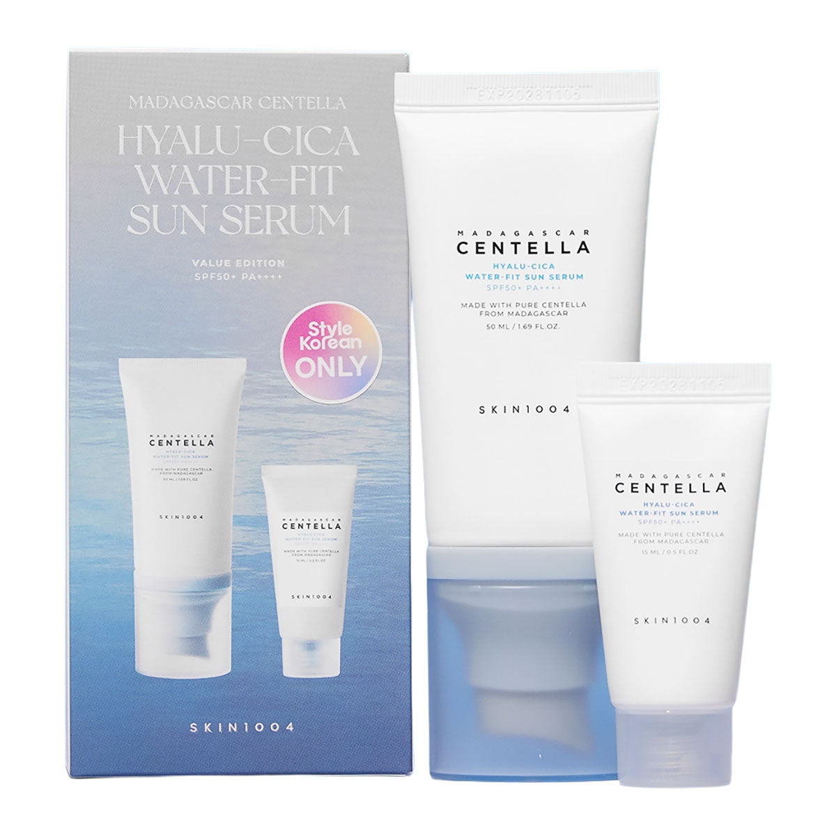 SKIN1004 Madagascar Centella Hyalu-Cica Water-Fit Sun Serum SPF 50+ PA++++ Value Set (50 ml + 15 ml)