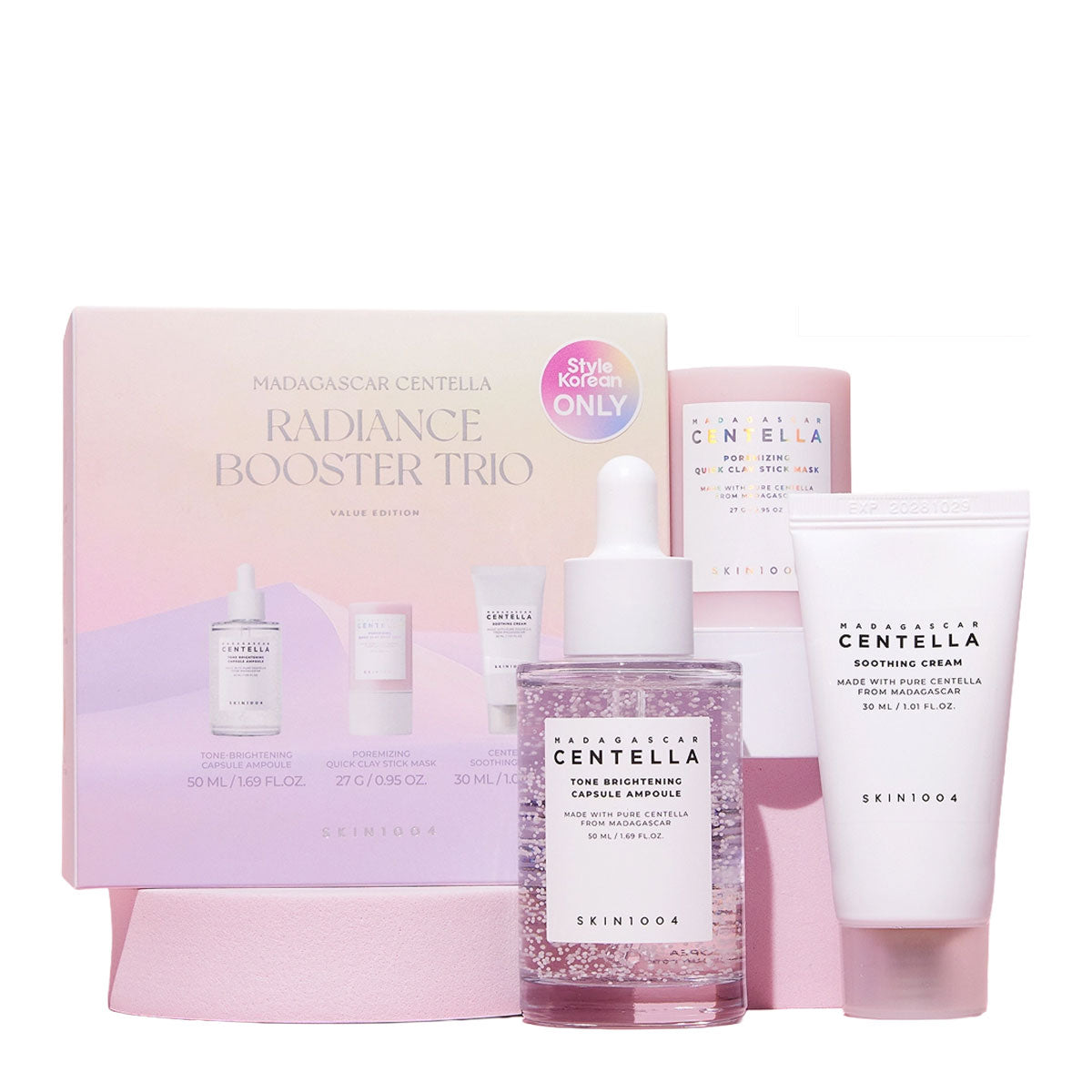 Skin1004 Madagascar Centella Radiance Booster Trio (Ampoule + Mask + Cream)
