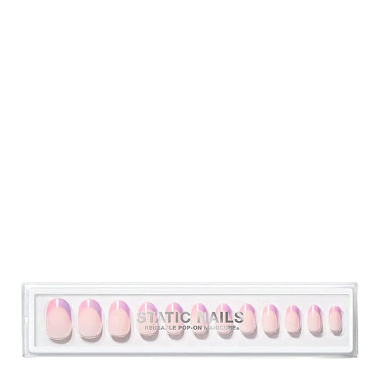 Static Nails Reusable Pop-On Manicure | Blended French Hazy Purple Round