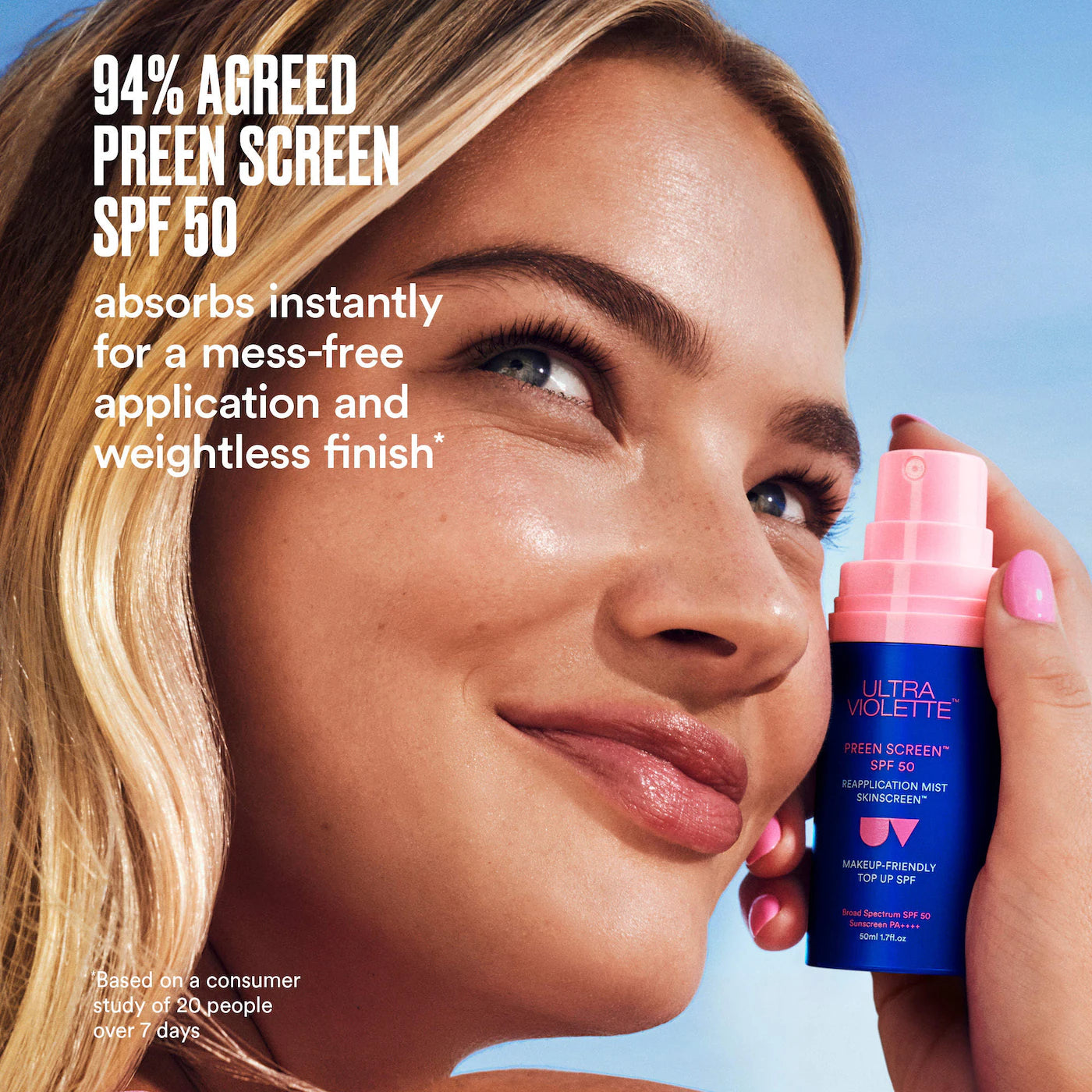 Ultra Violette Preen Screen SPF 50 Facial Sunscreen Mist With Niacinamide 1.7 oz / 50 ml