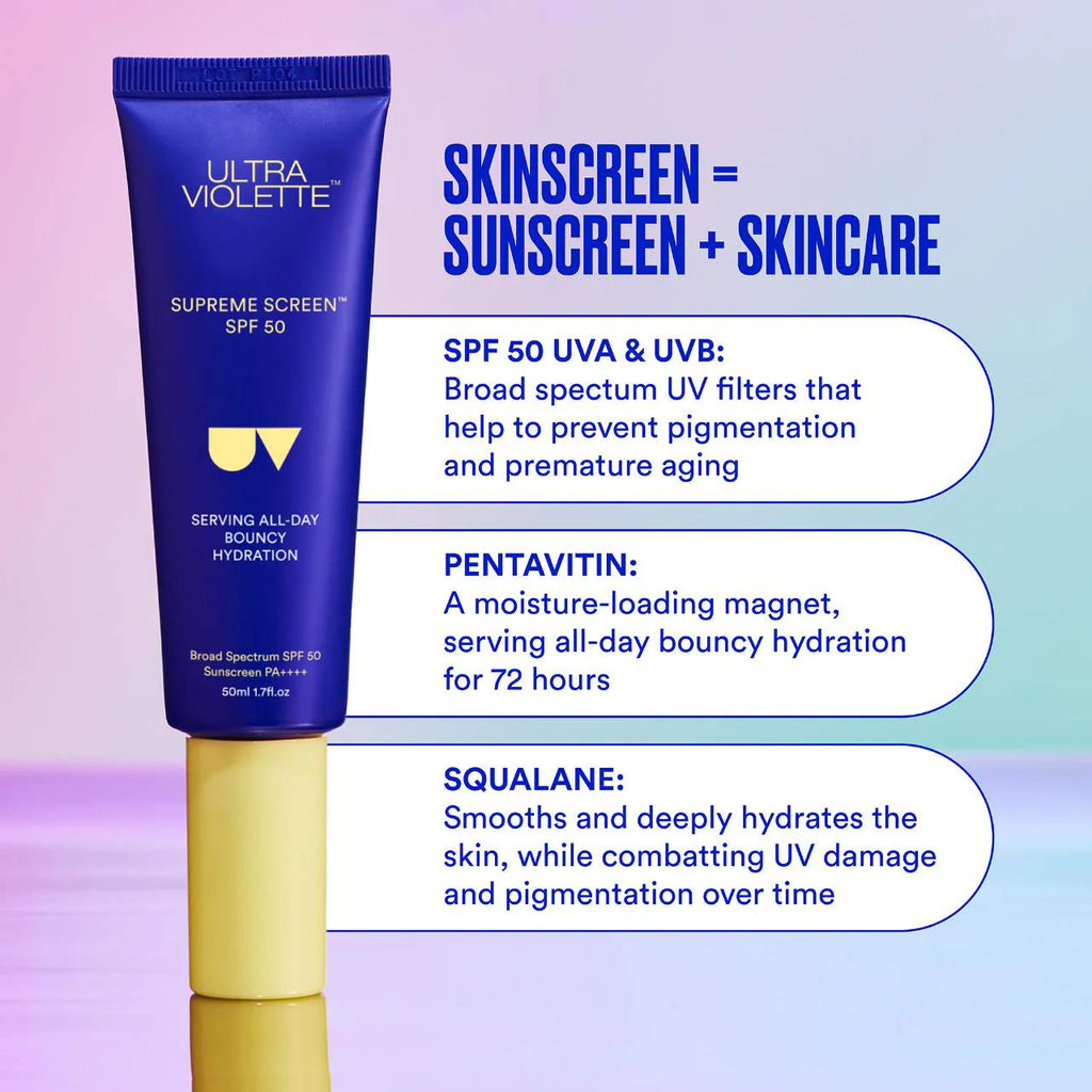 Ultra Violette Supreme Screen SPF 50 Facial Sunscreen Moisturizer and Primer 50 ml / 1.76 oz