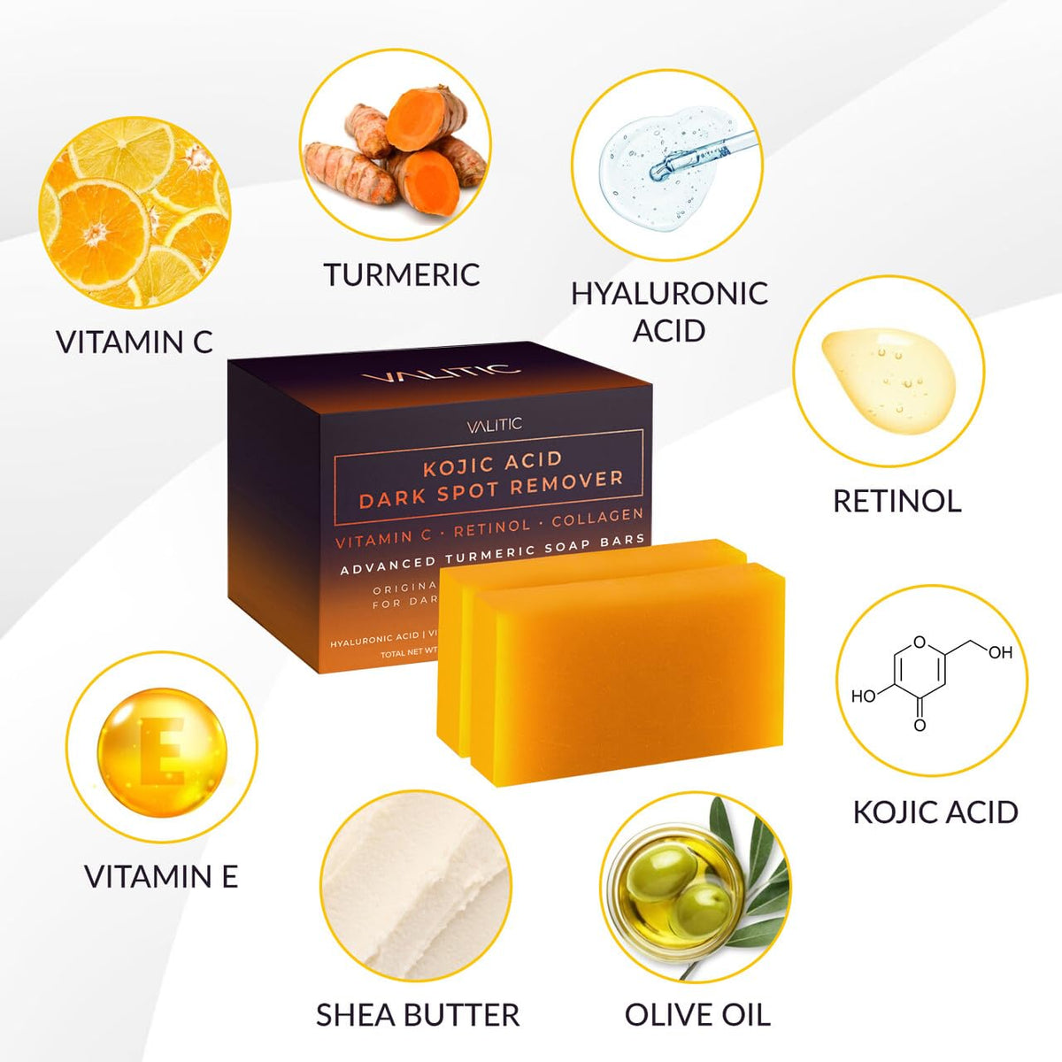 Valitic Kojic Acid Dark Spot Remover Soap Bars 2-Pack