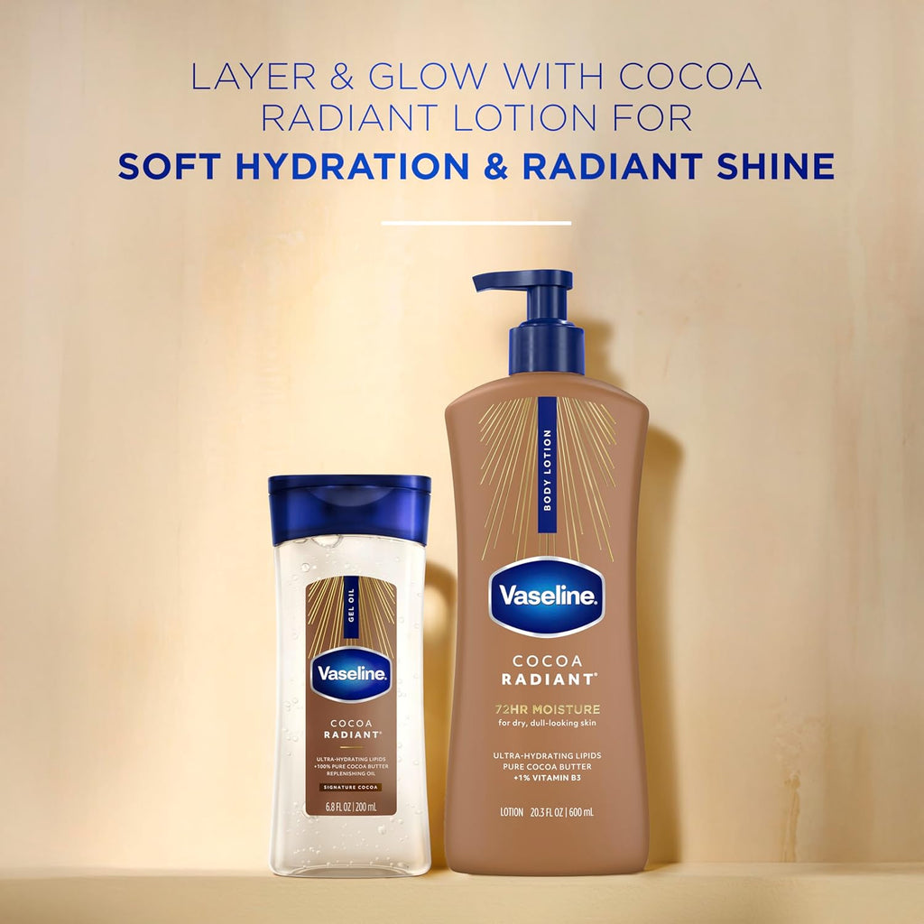 Vaseline Cocoa Radiant Body Gel Oil 100% Pure Cocoa Butter 355 ml / 12 oz