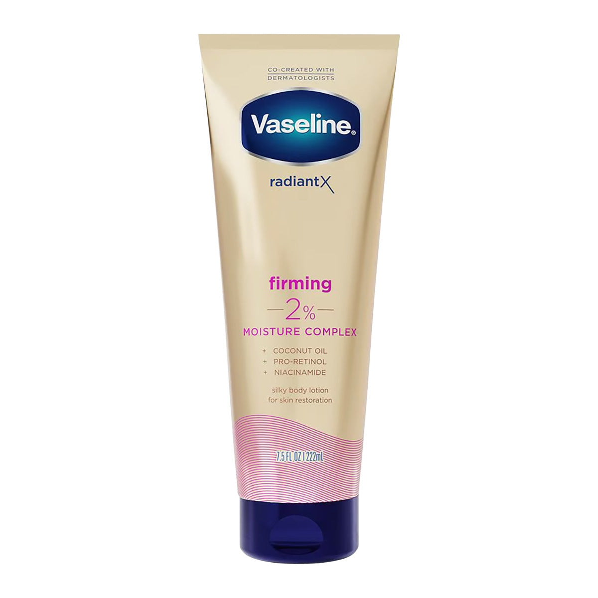 Vaseline Radiant X Firming Body Lotion 2% Moisture Complex, Coconut Oil, Pro-Retinol & Niacinamide 7.5 oz / 222 ml