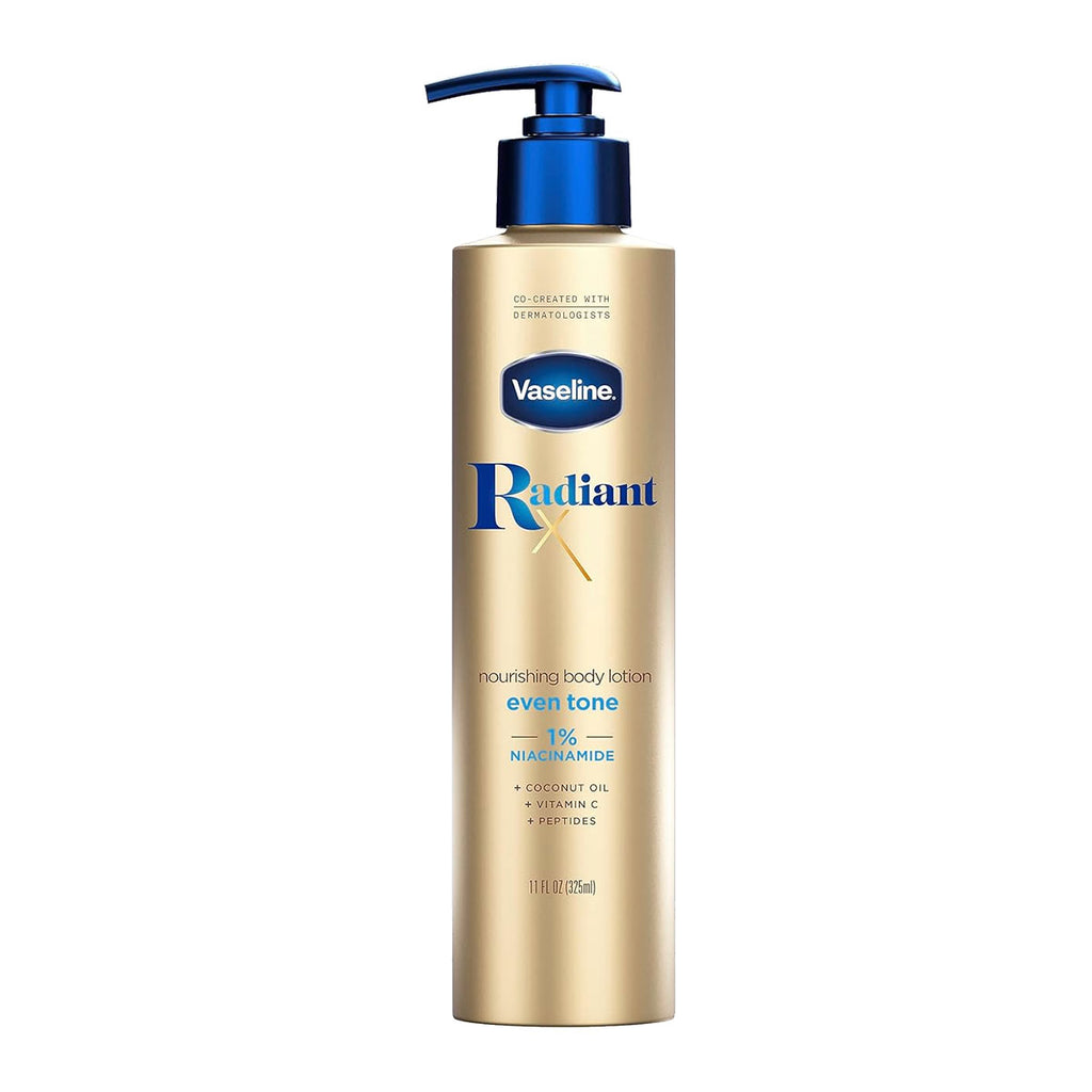 Vaseline Radiant X Nourishing Body Lotion 1% Niacinamide, Coconut Oil, Vitamin C & Peptides 11 oz / 325 ml