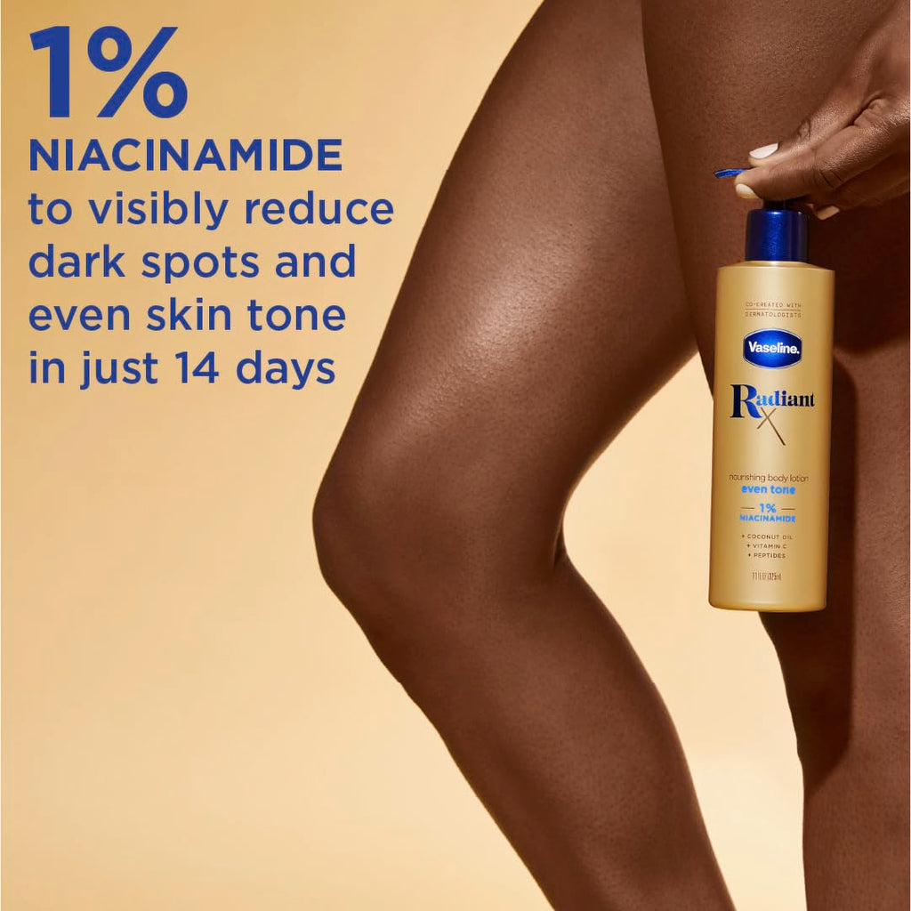Vaseline Radiant X Nourishing Body Lotion 1% Niacinamide, Coconut Oil, Vitamin C & Peptides 11 oz / 325 ml