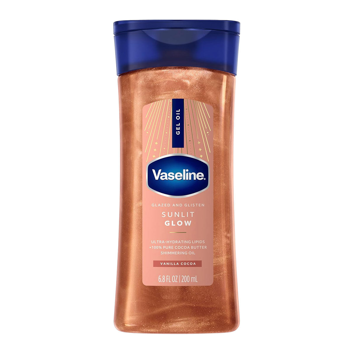 Vaseline Glazed and Glisten Sunlit Glow Shimmering Gel Oil 200 ml / 6.8 oz | Vanilla Cocoa