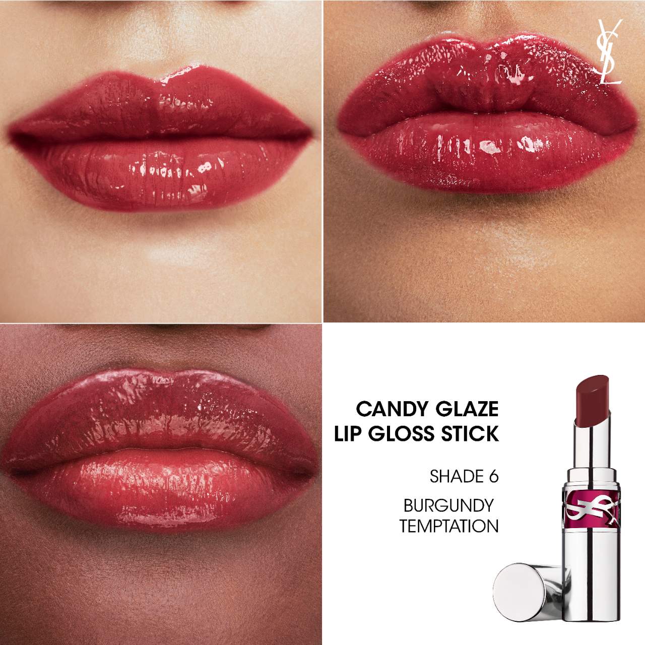 Yves Saint Laurent Rouge Volupté Candy Glaze Double Care Balm | 06 Burgundy Temptation