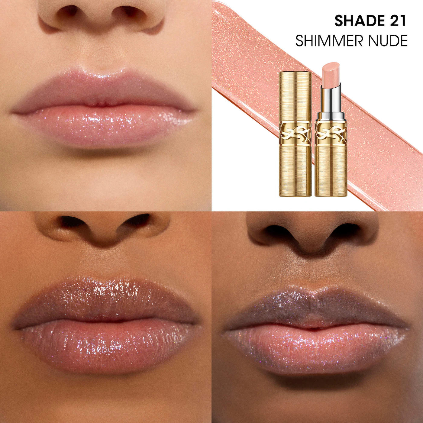 Yves Saint Laurent Rouge Volupté Candy Glaze Double Care Balm | 21 Shimmer Nude