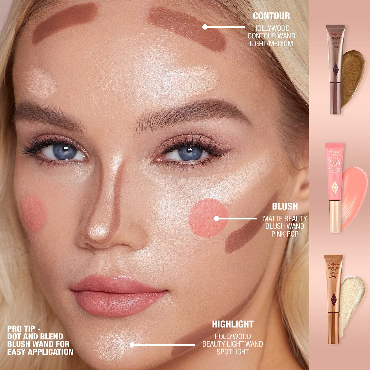 Charlotte Tilbury Matte Beauty Blush Wand | Pillow Talk Pink Pop