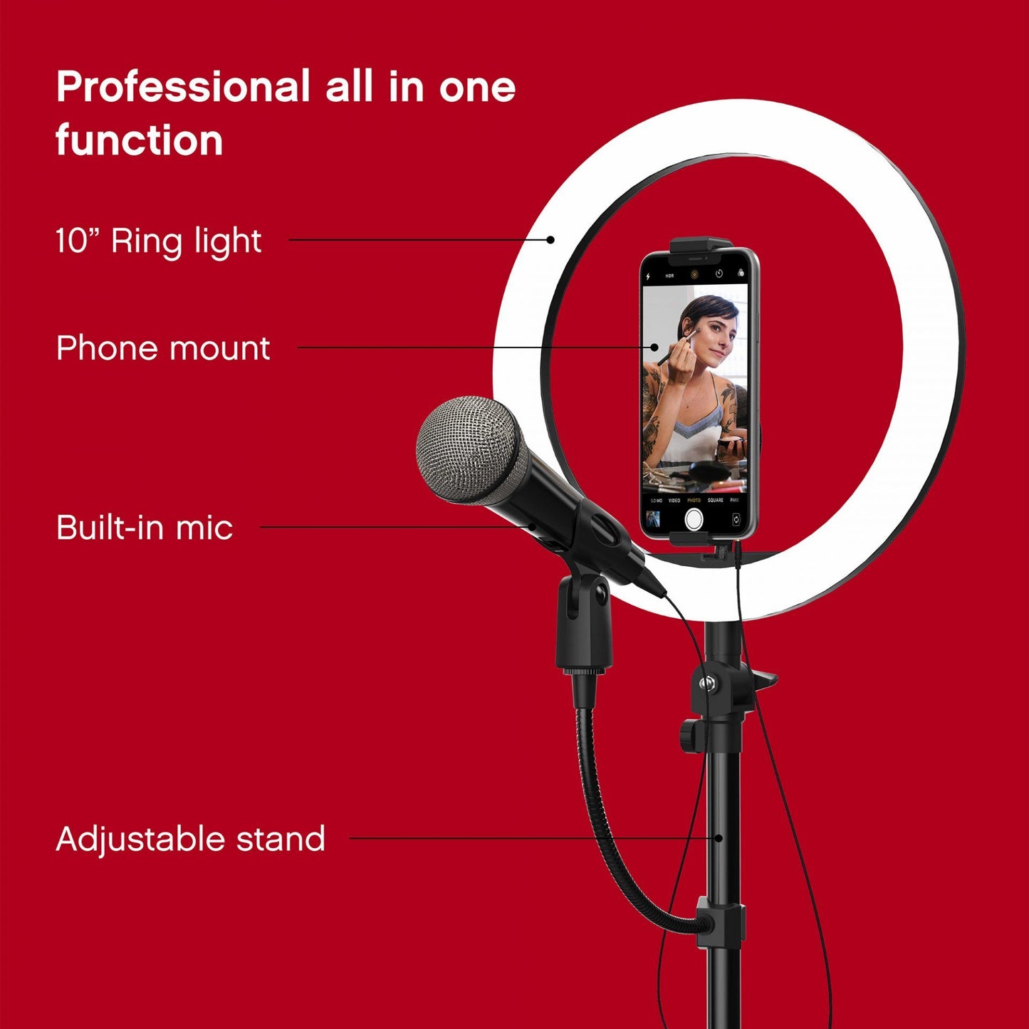 Tzumi Halo Light Pro 10'' LED Ring Light &amp; Media Station